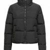 ONLY® Pufferjacke, Stehkragen, Reißverschluss, Für Damen Schwarz