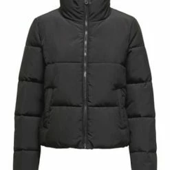 ONLY® Pufferjacke, Stehkragen, Reißverschluss, Für Damen Schwarz