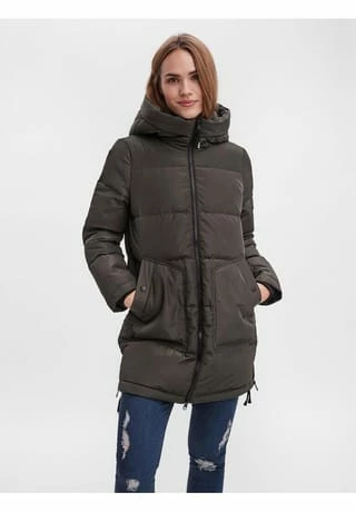 VERO MODA® Winterjacke, Zweiwegereißverschluss, Kapuze, Für Damen Dunkelgrün – Bild 3