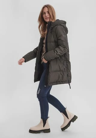 VERO MODA® Winterjacke, Zweiwegereißverschluss, Kapuze, Für Damen Dunkelgrün – Bild 6