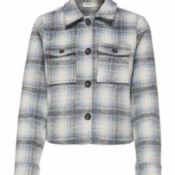ONLY® Kastenjacke, Karo-Muster, Klappkragen, Für Damen PUMICE BLAU