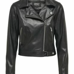 ONLY® Jacke, Leder, Reverskragen, Für Damen BLACK