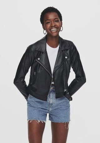 ONLY® Jacke, Leder, Reverskragen, Für Damen BLACK – Bild 2