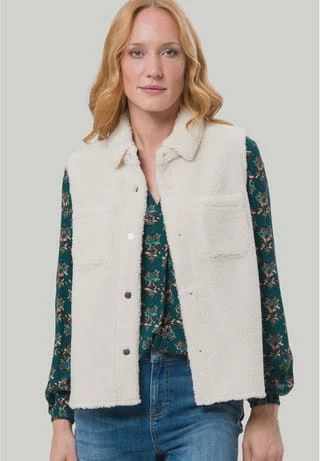 Zero Sweatweste, Teddyfell, Knopfleiste, Für Damen 1076 SANDSHELL – Bild 2