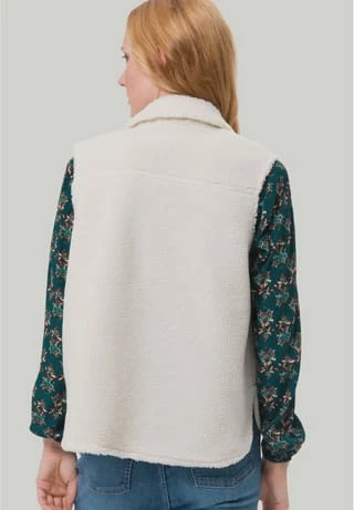 Zero Sweatweste, Teddyfell, Knopfleiste, Für Damen 1076 SANDSHELL – Bild 3