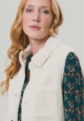 Zero Sweatweste, Teddyfell, Knopfleiste, Für Damen 1076 SANDSHELL – Bild 4