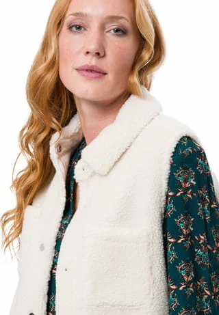 Zero Sweatweste, Teddyfell, Knopfleiste, Für Damen 1076 SANDSHELL – Bild 5