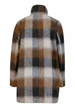 GIL BRET Wollmantel Mit Hohem Kragen Brown/ Green – Bild 2