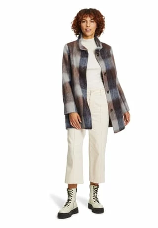 GIL BRET Wollmantel Mit Hohem Kragen Brown/ Green – Bild 5