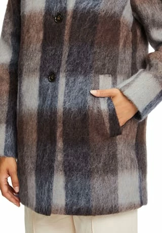 GIL BRET Wollmantel Mit Hohem Kragen Brown/ Green – Bild 7