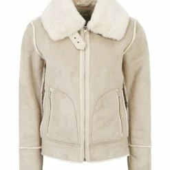 AMBER & JUNE Kunstfell-Jacke Mit Reißverschluss Hellbraun