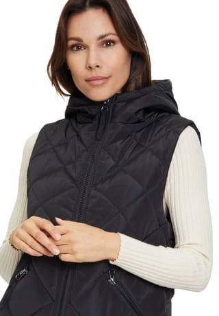 Cartoon Steppweste Mit Kapuze Schwarz – Bild 7