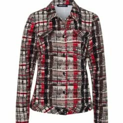 FRANK WALDER Leichtjacke 1/1 Ärmel METROPOLIS MIX Schwarz/ Cranberry/ Ecru