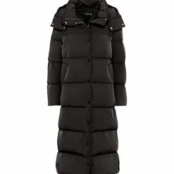 HALLHUBER Midi-Daunenmantel Mit Abnehmbarer Kapuze Und Seitlichen Druckknöpfen Black