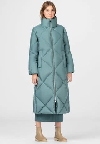 HALLHUBER Puffer-Daunenmantel Mit Seitlichen Druckknöpfen Und Water Repellent Finish Eucalyptus – Bild 2